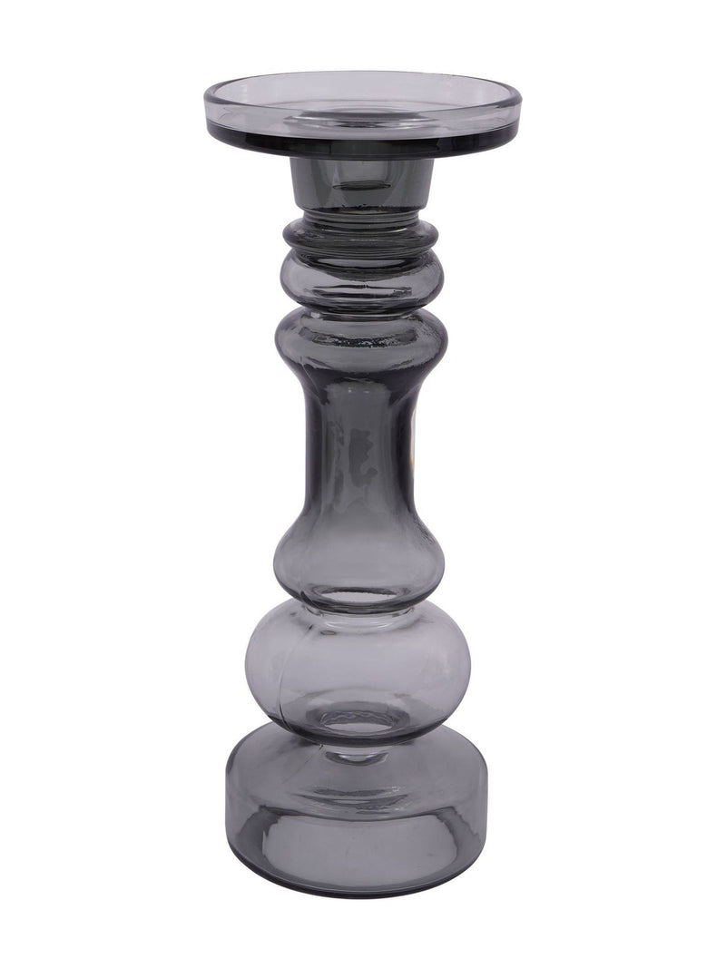 Libra Interiors grey vitrum glass candle holder 30cm, UK version