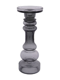 Libra Interiors grey vitrum glass candle holder 30cm, UK version