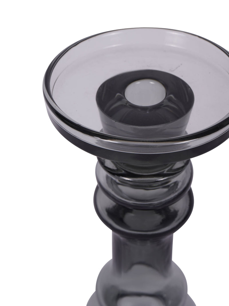 Libra Interiors grey vitrum glass candle holder 30cm, UK version