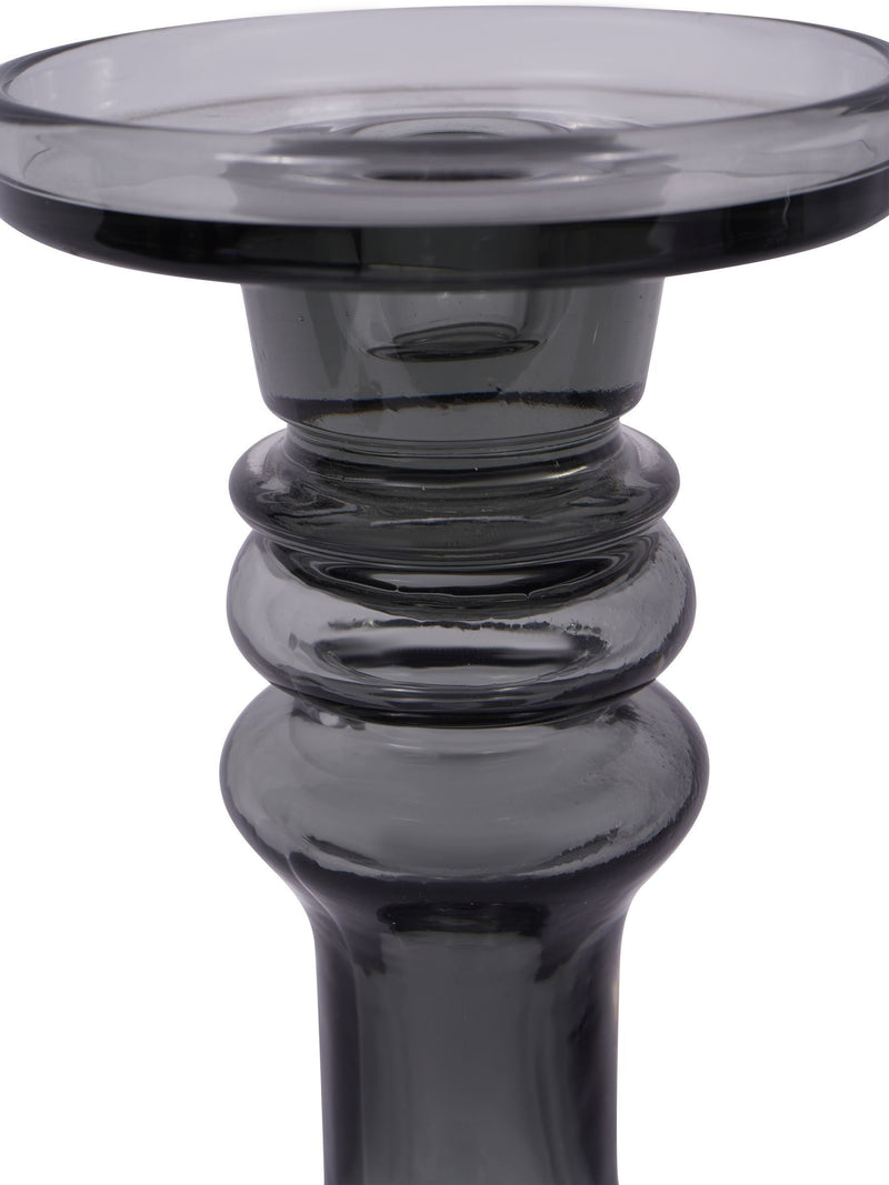 Libra Interiors grey vitrum glass candle holder 30cm, UK version