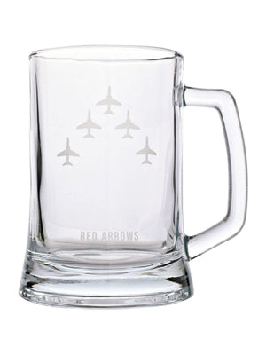 Widdop Clear RAF Etched Tankard with Red Glass Arrows Glass Tankard 13.5cm
