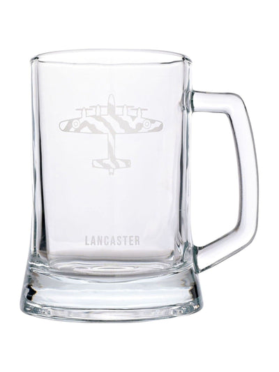 Widdop RAF Etched Glass Tankard Lancaster Bomber 13.5cm