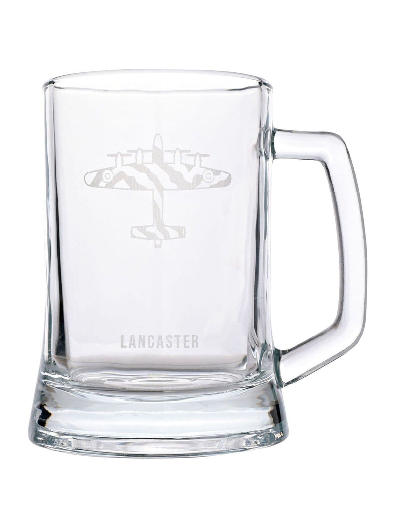 Widdop RAF etched glass tankard Lancaster Bomber 13.5cm (British brand)