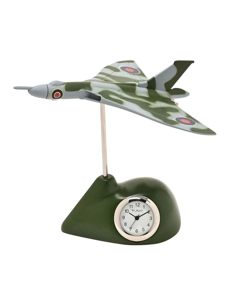 Widdop Green RAF Vulcan miniature clock 9cm, UK version