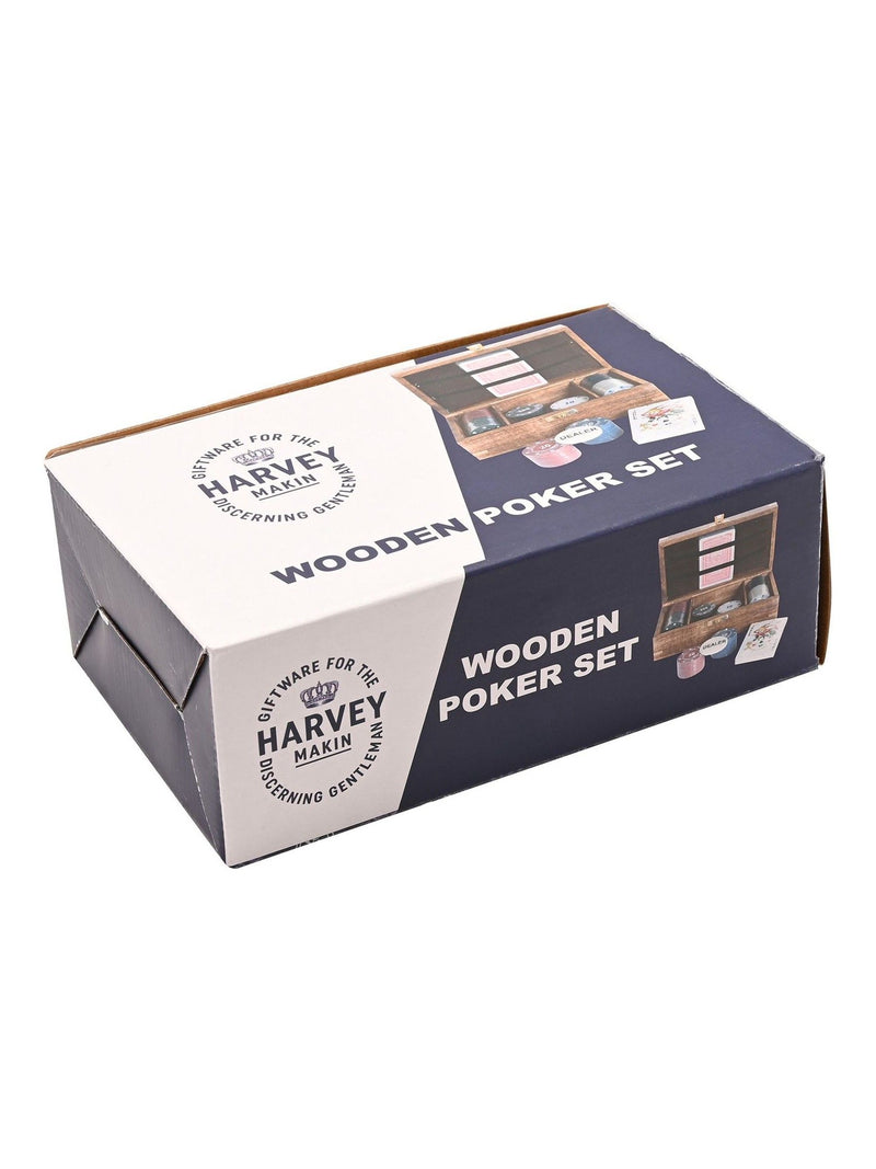 Harvey Makin wooden poker set with chips and cards (British brand)
