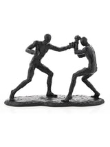 Harvey Makin Boxfigur, schwarze Polyresin-Skulptur, 20 x 29 x 8 cm