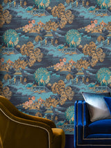 Next Graham & Brown Navy Edo Toile 10m Wallpaper- Buy online at McGrocer