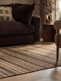 Natural stripe woven jute rug, imported from the UK