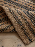 Natural stripe woven jute rug, imported from the UK