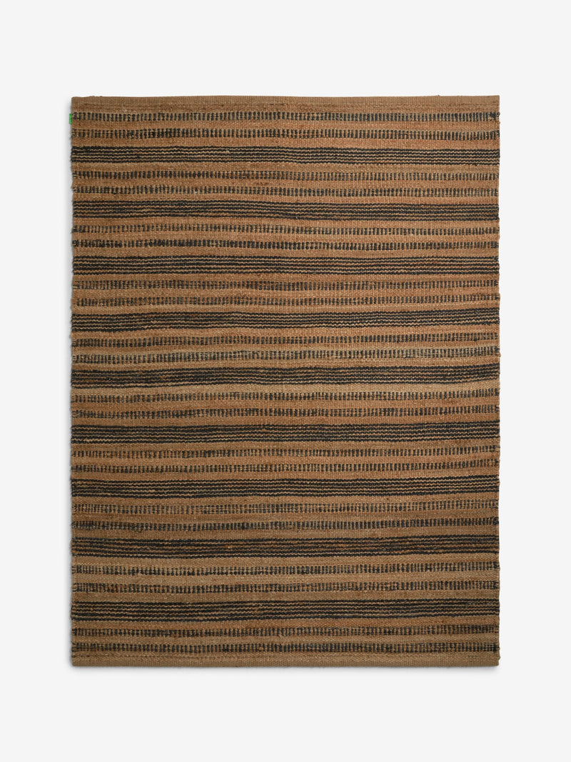 Natural stripe woven jute rug, imported from the UK