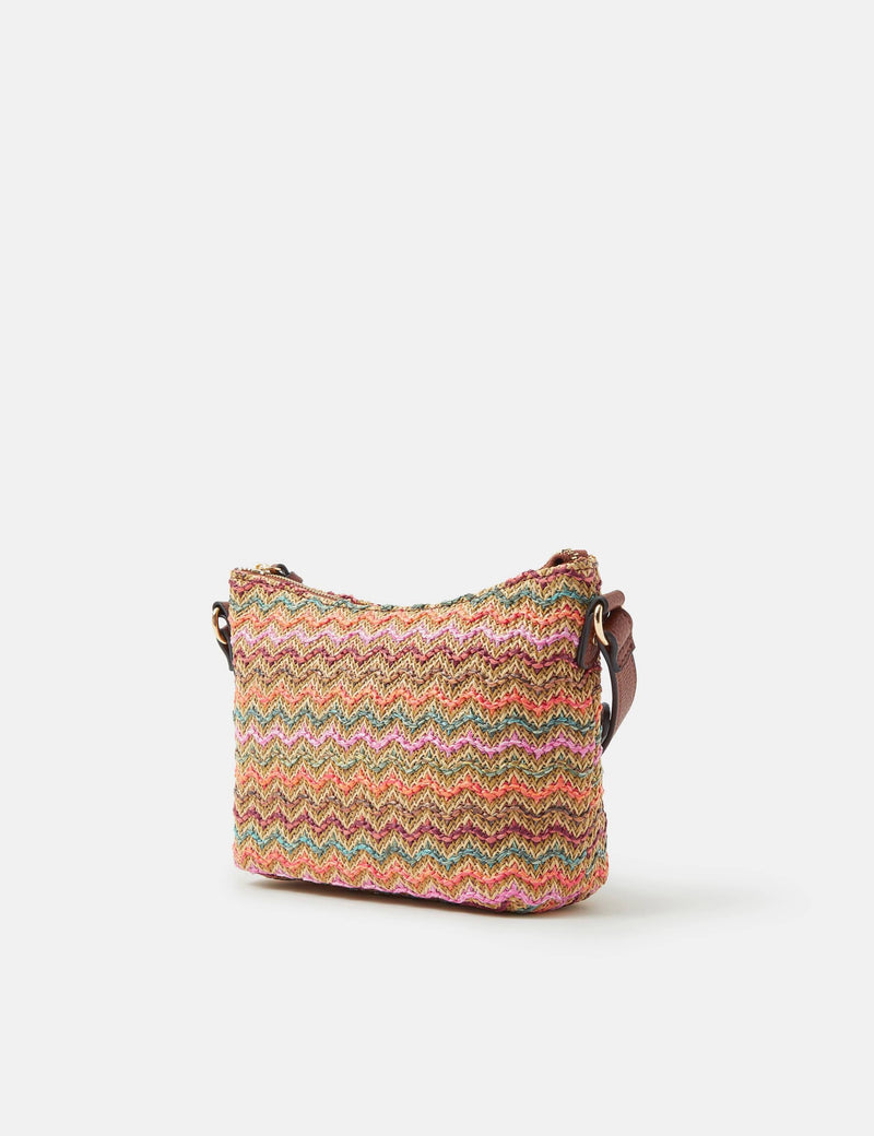 Accessorize Zig Zag raffia shoulder bag, imported from the UK