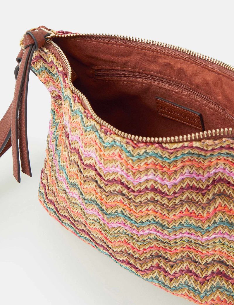 Accessorize Zig Zag raffia shoulder bag, imported from the UK