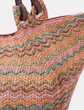 Accessorize zig zag raffia shoulder bag woven stripe, imported from the UK