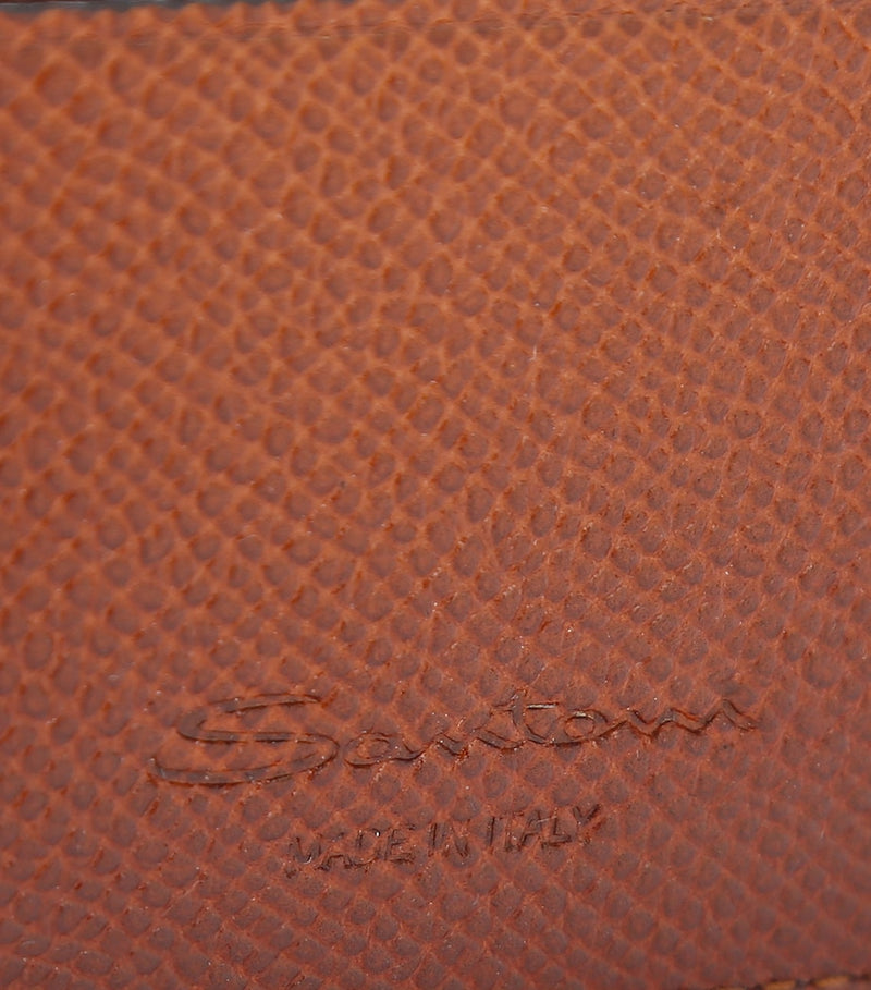 Santoni textured leather card holder with 4 card slots, imported from the UK