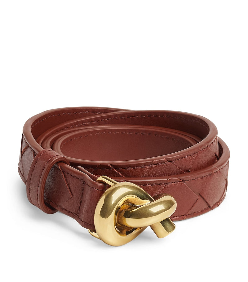 Bottega Veneta leather knot belt with Intrecciato weave (British brand)