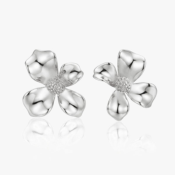 MUCHV silver gardenia flower earrings, UK version
