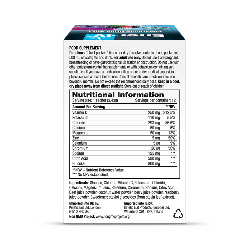 Ener Life Ener-IV Electrolyte drink mix 12 sachets, UK version