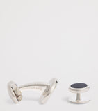 Deakin & Francis sterling silver onyx round cufflinks (British brand)