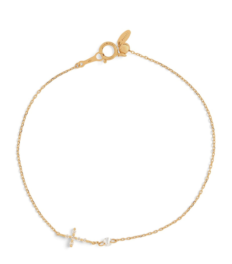 Persée gold cross bracelet with diamonds (British brand)