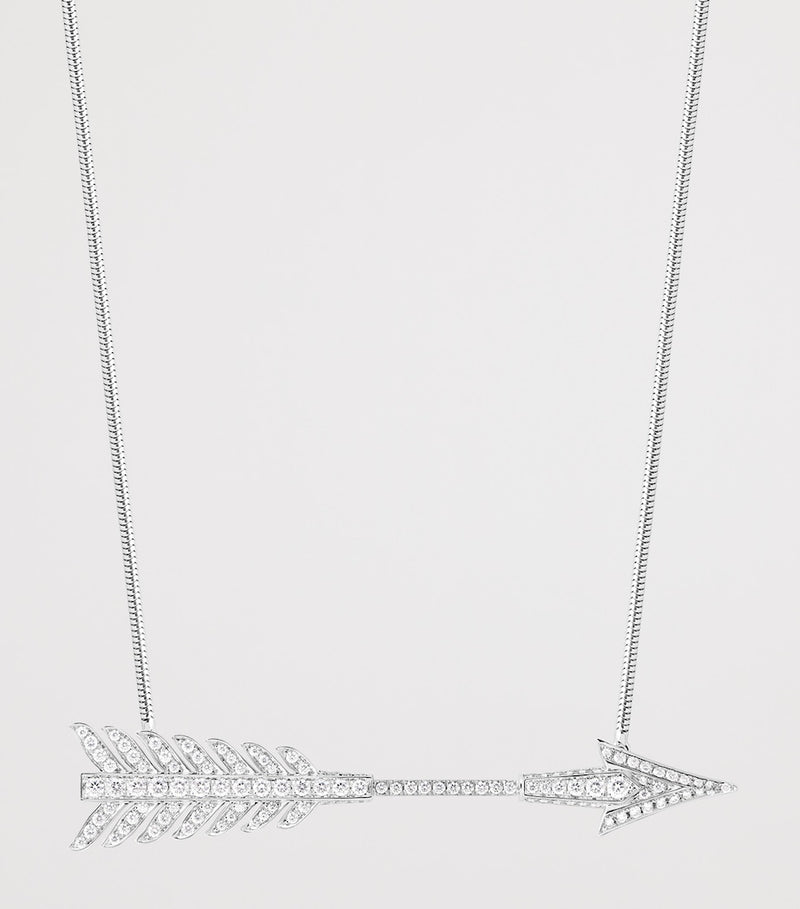 Boucheron white gold diamond Flèche pendant necklace, imported from the UK