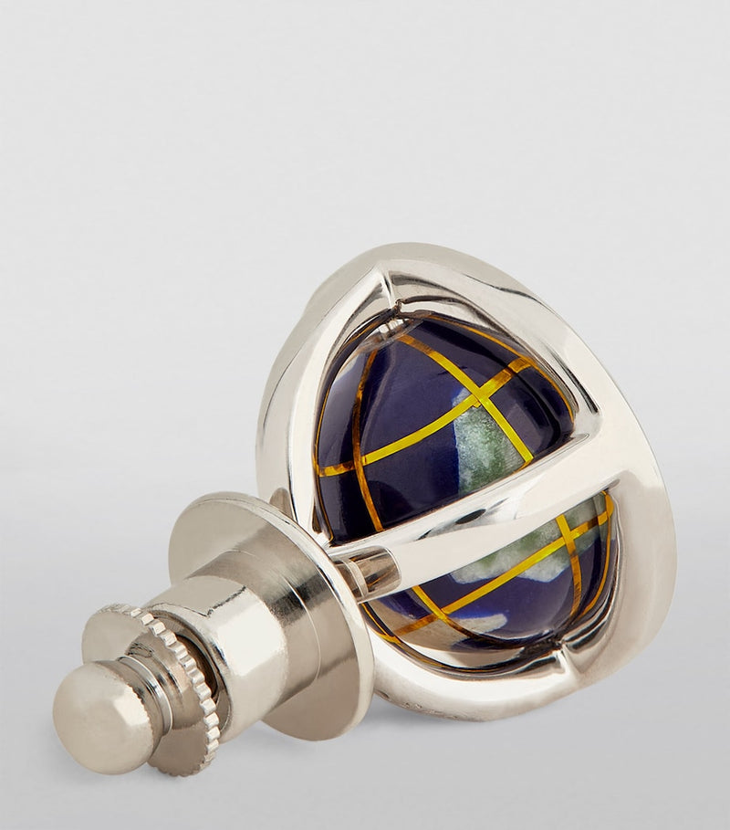 Tateossian globe cufflinks sterling silver lapis lazuli, imported from the UK