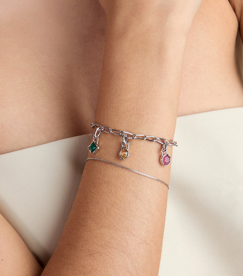 Astrid & Miyu rhodium-plated May birthstone charm - British product