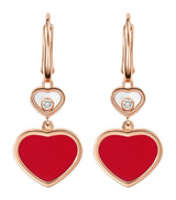 Harrods Chopard Rose Gold, Carnelian and Diamond Happy Hearts Earrings- Buy online at McGrocer