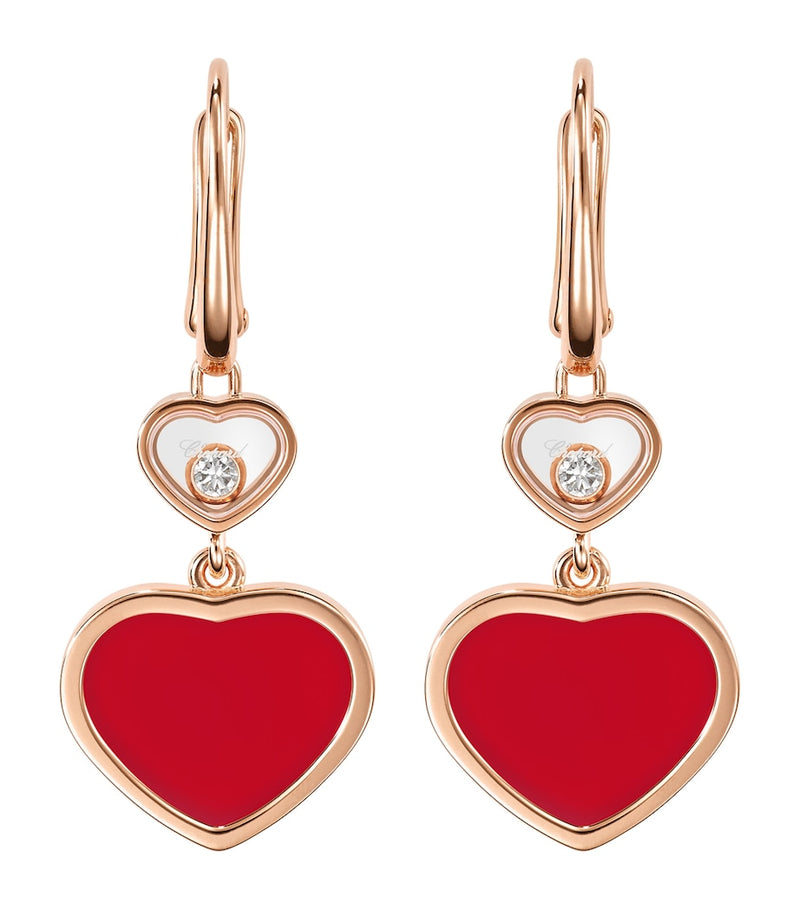 Chopard Happy Hearts earrings rose gold carnelian moving diamond, UK version