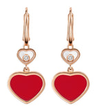 Chopard Happy Hearts earrings rose gold carnelian moving diamond, UK version