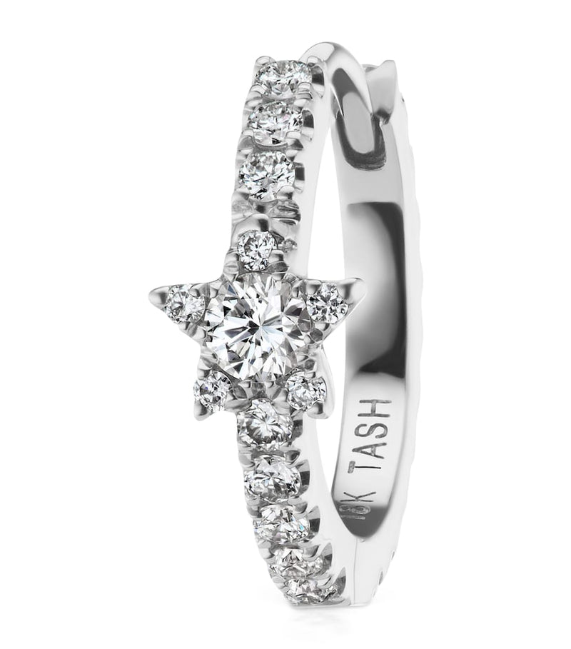 Maria Tash white gold diamond star hoop earring 9.5mm, imported from the UK