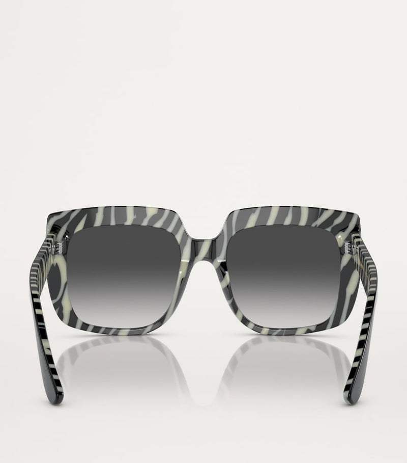 Dolce&Gabbana acetate square sunglasses with zebra tortoiseshell finish, imported from the UK