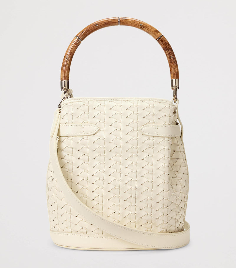 Ralph Lauren small leather bucket bag with burl-wood handle (British brand)