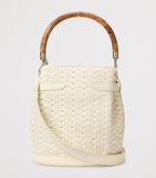 Ralph Lauren small leather bucket bag with burl-wood handle (British brand)