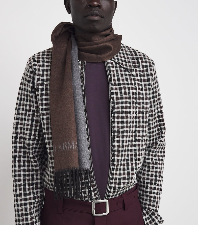 Giorgio Armani silk-cashmere fringed scarf, UK version