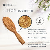 Hydrea London anti-static olive wood travel hair brush, UK version