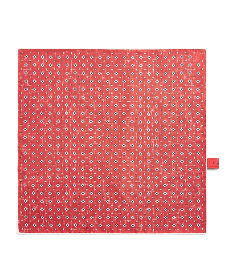 Isaia micro-medallion geometric pocket square 33cm, UK version