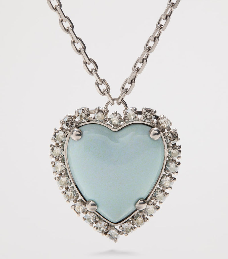 Valentino Garavani crystal heart necklace palladium finish, UK version