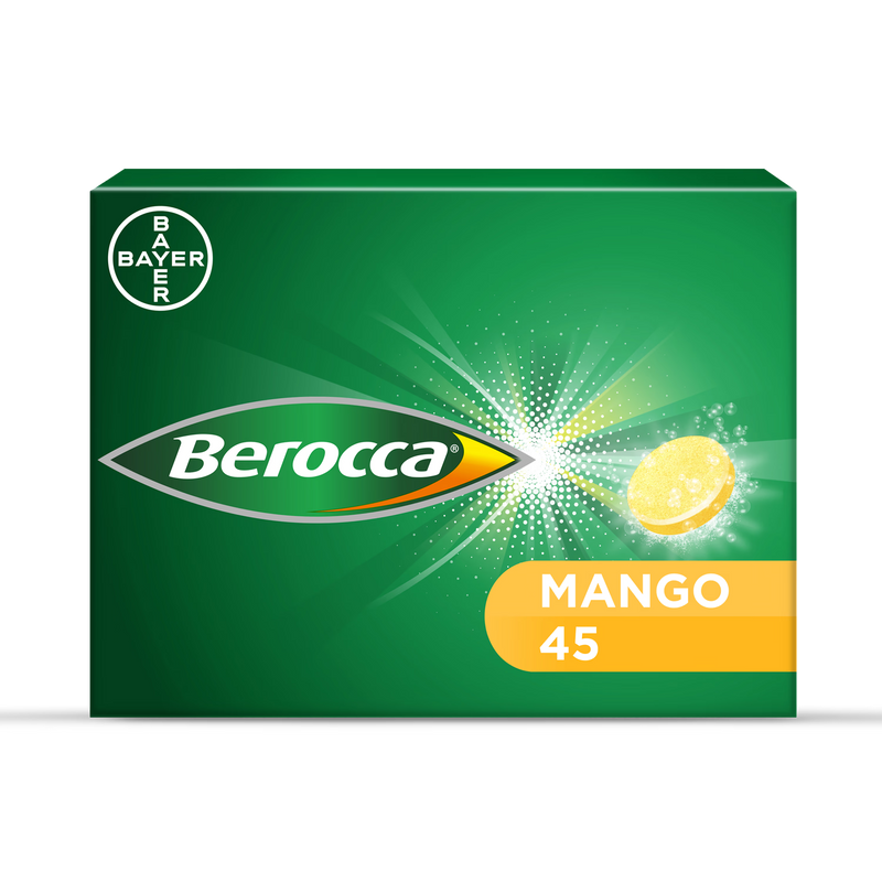 Berocca mango flavour effervescent tablets 45 pack - British product