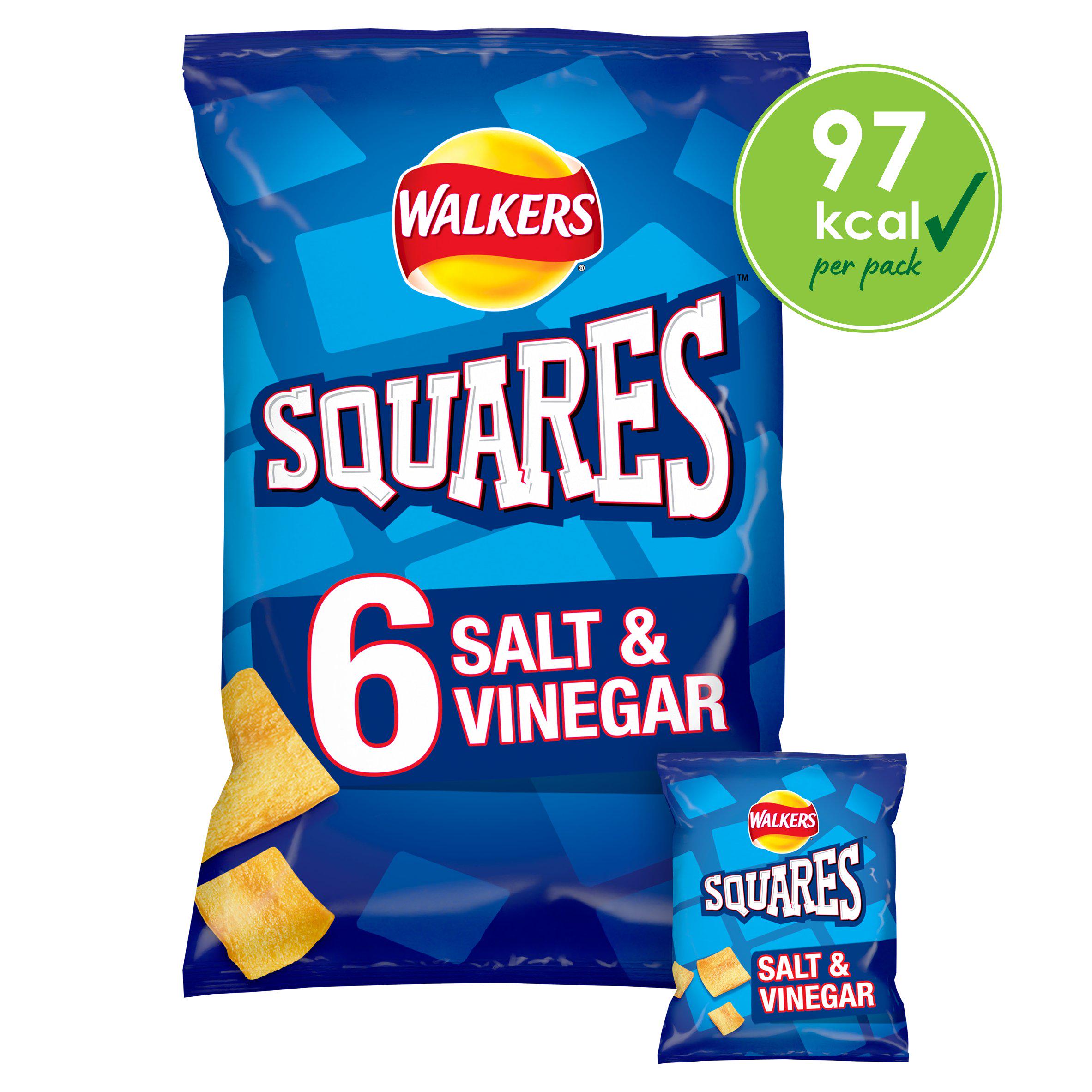 Walkers Squares Salt & Vinegar Multipack CrispsSnacks 6x22g GOODS Sainsburys