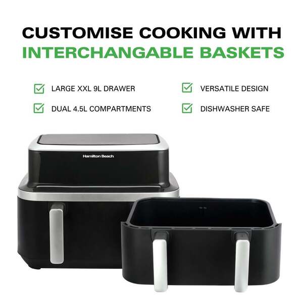 Hamilton Beach VisionCook 9L dual air fryer - British product