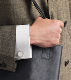 Babette Wasserman rhodium-plated halfpenny cufflinks - British product