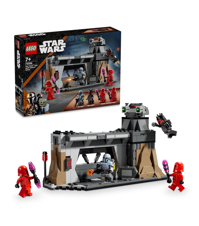 Lego battle building set with Paz Vizsla and Moff Gideon minifigures, 289 pieces, UK version