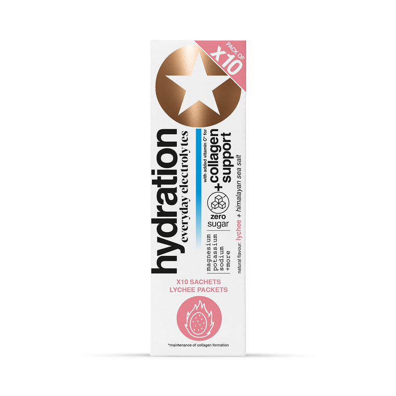 Starpowa hydration sachets lychee flavour 10 sachets, imported from the UK
