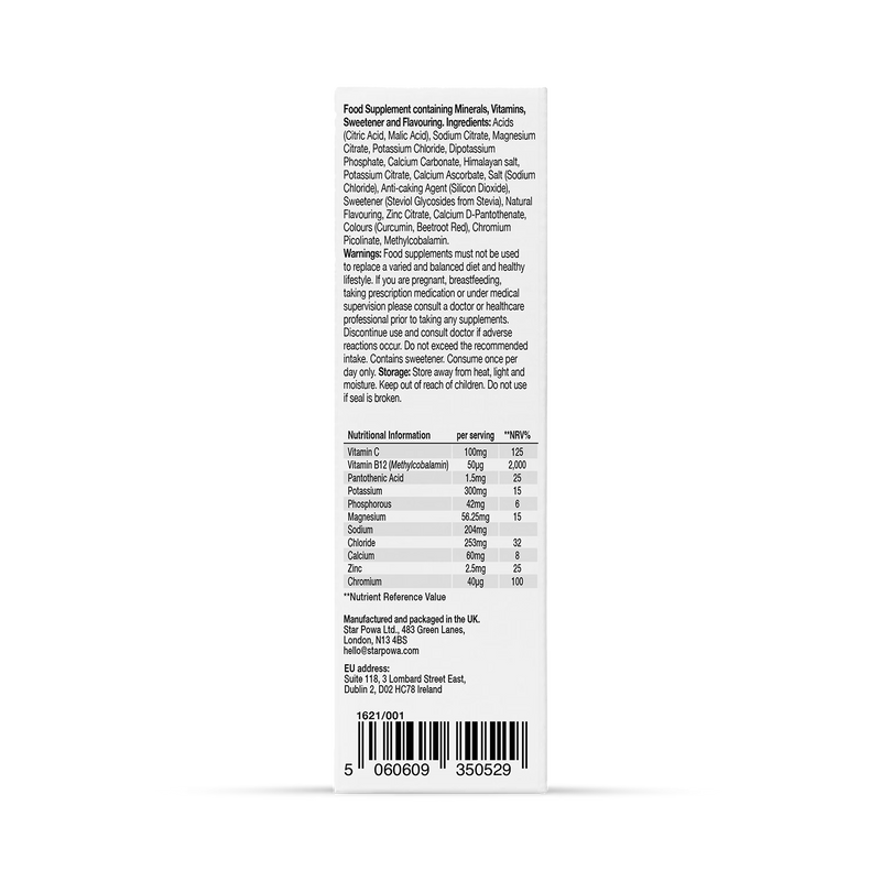 Starpowa hydration sachets lychee flavour 10 sachets, imported from the UK
