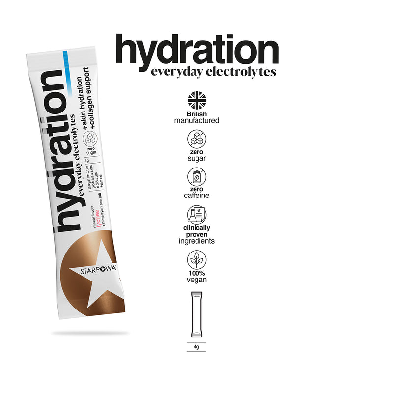 Starpowa hydration sachets lychee flavour 10 sachets, imported from the UK