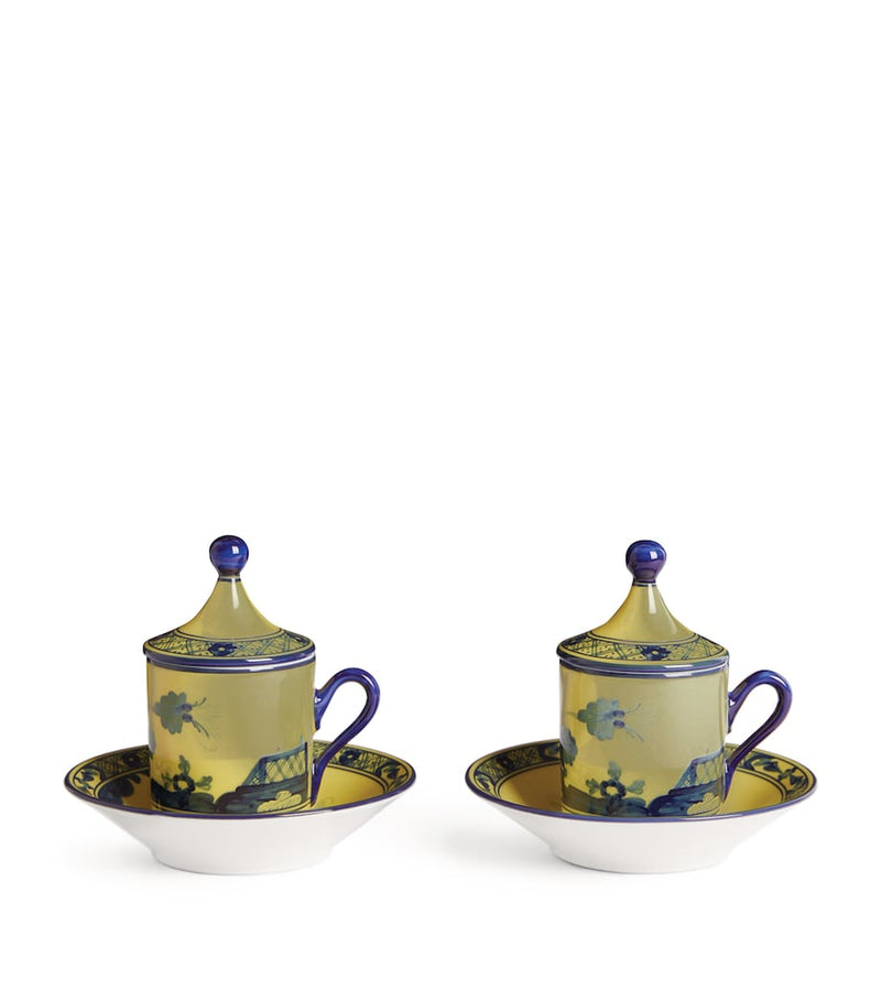 Ginori 1735 Oriente Italiano Citrino espresso set, imported from the UK