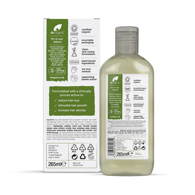 Dr Organic Hemp Oil shampoo 265ml - British product