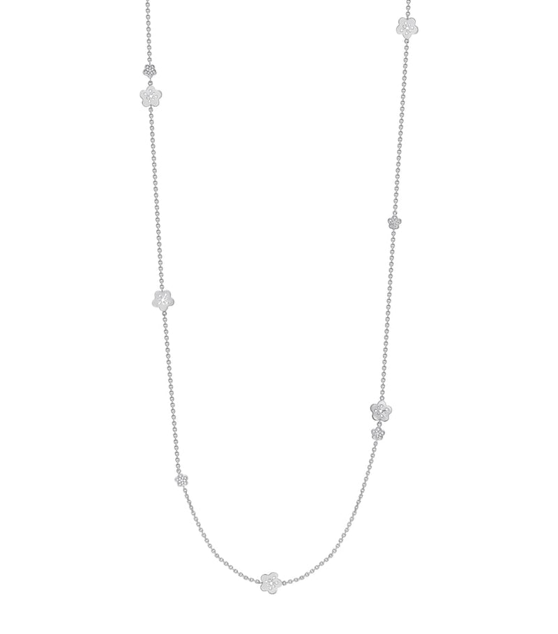 Boodles white gold diamond blossom charm necklace, UK version