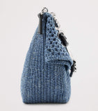 LOEWE medium crochet Ola shoulder bag in raffia and linen, imported from the UK