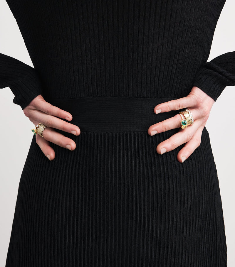 Suzanne Kalan Toi et Moi ring with emerald and diamonds in yellow gold, UK version